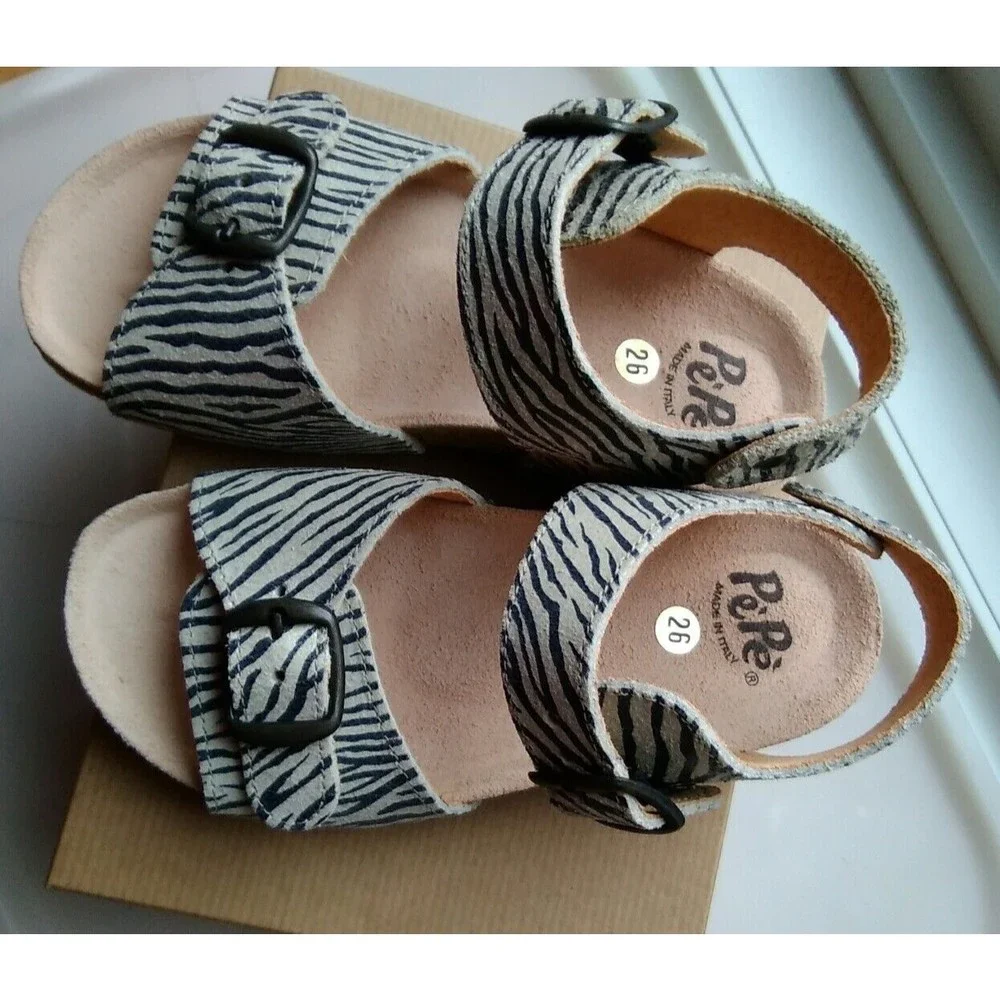 new girls PePe On Safari Buckle Sandals made in Italy leather 26 us 9.5  shoes